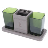 Max Toothpaste Toothbrush Holder Stand with Two Cup Bathroom Storage Rack  Green