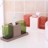 Max Toothpaste Toothbrush Holder Stand with Two Cup Bathroom Storage Rack  Green