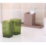 Max Toothpaste Toothbrush Holder Stand with Two Cup Bathroom Storage Rack  Green