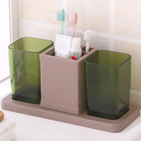 Max Toothpaste Toothbrush Holder Stand with Two Cup Bathroom Storage Rack  Green