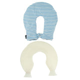 Max 1.4L U Shaped Hot Water Bottle Bag with Cover Set for Neck Pain Stiff Blue