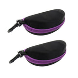 Max 2x Portable Zipper Spectacle Sunglass Eyeglass Case Box Storage Pouch Purple