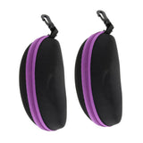 Max 2x Portable Zipper Spectacle Sunglass Eyeglass Case Box Storage Pouch Purple