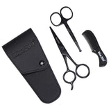 Max Nose Beard Mustache Scissors and Comb Set  for Men Women Care With Bag Black
