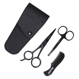 Max Nose Beard Mustache Scissors and Comb Set  for Men Women Care With Bag Black