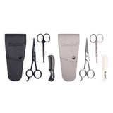 Max Nose Beard Mustache Scissors and Comb Set  for Men Women Care With Bag Black