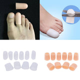 Max 5 Pairs Silicone Toe Sleeves Cushion Protectors for Feet Corn Eye Care White