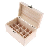 Max Natural Wood Essential Oils Storage Box Display Carry Case Holder 15 Slots