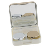 Mini Simple Contact Lens Travel Case Box Container With Mirror Golden
