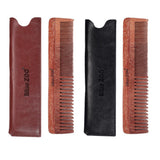 Max Maxb Double sides Wood Mustache Beard Comb Hair Comb with Case for Men Care Black