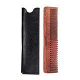 Max Maxb Double sides Wood Mustache Beard Comb Hair Comb with Case for Men Care Black
