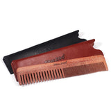 Max Maxb Double sides Wood Mustache Beard Comb Hair Comb with Case for Men Care Black