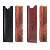 Max Maxb Double sides Wood Mustache Beard Comb Hair Comb with Case for Men Care Black