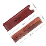 Max Maxb Double sides Wood Mustache Beard Comb Hair Comb with Case for Men Care Black