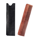 Max Maxb Double sides Wood Mustache Beard Comb Hair Comb with Case for Men Care Black