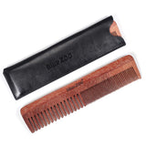 Max Maxb Double sides Wood Mustache Beard Comb Hair Comb with Case for Men Care Black