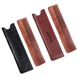 Max Maxb Double sides Wood Mustache Beard Comb Hair Comb with Case for Men Care Black