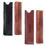 Max Maxb Double sides Wood Mustache Beard Comb Hair Comb with Case for Men Care Black