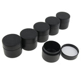 Max 6 Pieces 50g Double Layer Plastic Cosmetic Jars Lotion Pots with Lids Black