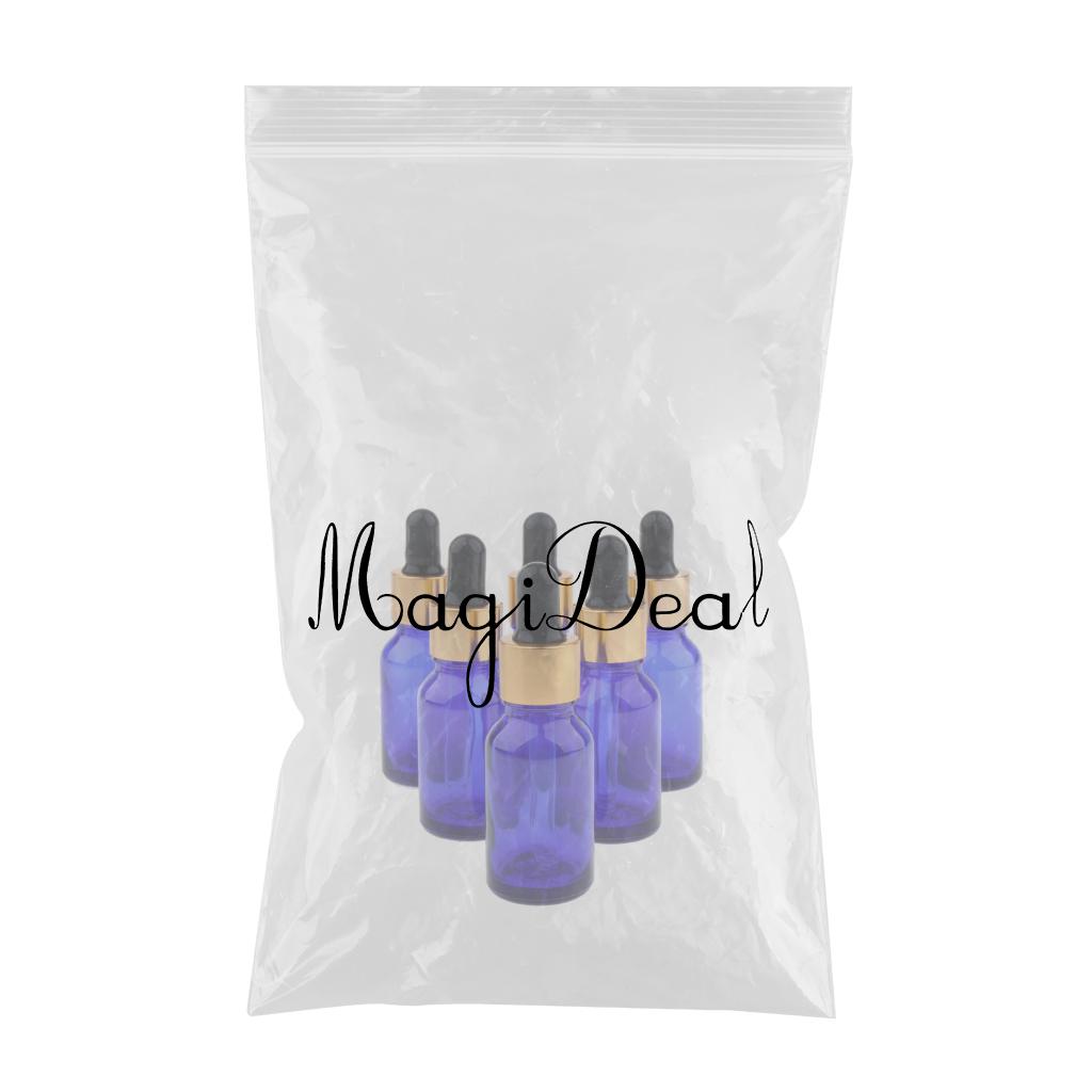 Max 6 Pieces Empty Refillable Dropper Bottles for Essential Oils Cosmetics 20ml