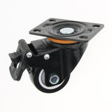 Max 2.5'' PU Flat Swivel Wheel Dual Brake Single Bearing Industrial Caster Black