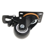 Max 2.5'' PU Flat Swivel Wheel Dual Brake Single Bearing Industrial Caster Black