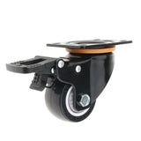 Max 2.5'' PU Flat Swivel Wheel Dual Brake Single Bearing Industrial Caster Black