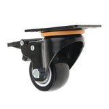 Max 2.5'' PU Flat Swivel Wheel Dual Brake Single Bearing Industrial Caster Black