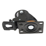 Max 2.5'' PU Flat Swivel Wheel Dual Brake Single Bearing Industrial Caster Black