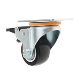 Max 2.5'' PU Flat Swivel Wheel Dual Brake Single Bearing Industrial Caster White