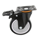Max 5'' PU Flat Swivel Wheel Dual Brake Single Bearing Industrial Caster Black