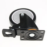 Max 5'' PU Flat Swivel Wheel Dual Brake Single Bearing Industrial Caster Black