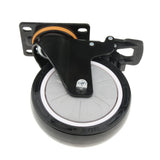 Max 5'' PU Flat Swivel Wheel Dual Brake Single Bearing Industrial Caster Black