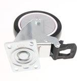 Max 5'' PU Flat Swivel Wheel Dual Brake Single Bearing Industrial Caster White