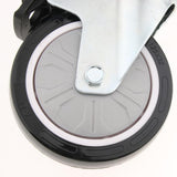 Max 5'' PU Flat Swivel Wheel Dual Brake Single Bearing Industrial Caster White