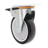 Max 5'' PU Flat Swivel Wheel Dual Brake Single Bearing Industrial Caster White