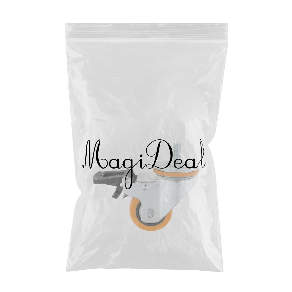 Max PU Screw Wheel Dual Brake Single Bearing Industrial Caster White 2.5Inch