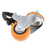 Max PU Screw Wheel Dual Brake Single Bearing Industrial Caster White 2.5Inch