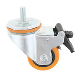 Max PU Screw Wheel Dual Brake Single Bearing Industrial Caster White 2.5Inch