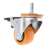 Max PU Screw Wheel Dual Brake Single Bearing Industrial Caster White 2.5Inch