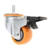 Max PU Screw Wheel Dual Brake Single Bearing Industrial Caster White 2.5Inch