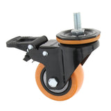 Max PU Screw Wheel Dual Brake Single Bearing Industrial Caster Black 3Inch