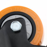 Max PU Screw Wheel Dual Brake Single Bearing Industrial Caster Black 3Inch