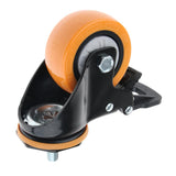 Max PU Screw Wheel Dual Brake Single Bearing Industrial Caster Black 3Inch