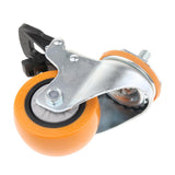 Max PU Screw Wheel Dual Brake Single Bearing Industrial Caster White 3Inch