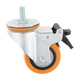 Max PU Screw Wheel Dual Brake Single Bearing Industrial Caster White 3Inch