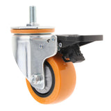 Max PU Screw Wheel Dual Brake Single Bearing Industrial Caster White 3Inch