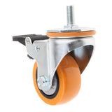 Max PU Screw Wheel Dual Brake Single Bearing Industrial Caster White 3Inch