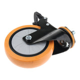 Max PU Screw Wheel Dual Brake Single Bearing Industrial Caster Black 5Inch