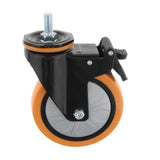Max PU Screw Wheel Dual Brake Single Bearing Industrial Caster Black 5Inch